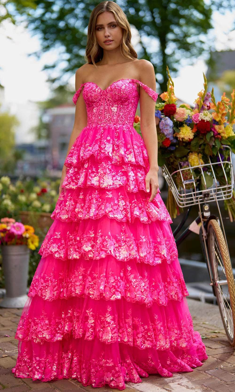 Image of Sherri Hill 56196 - Tiered Skirt Gown