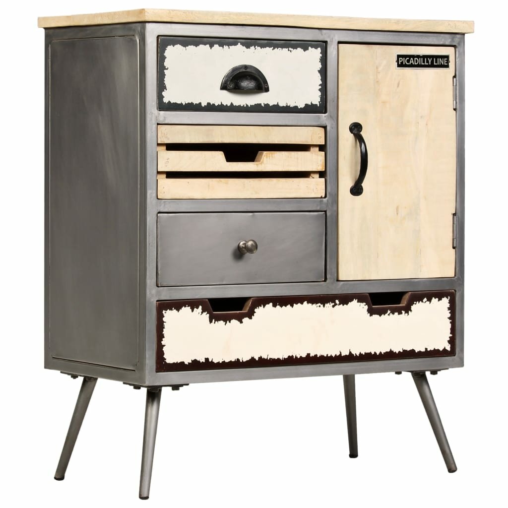 Image of Sideboard Solid Mango Wood and Steel 256"x13"x299"