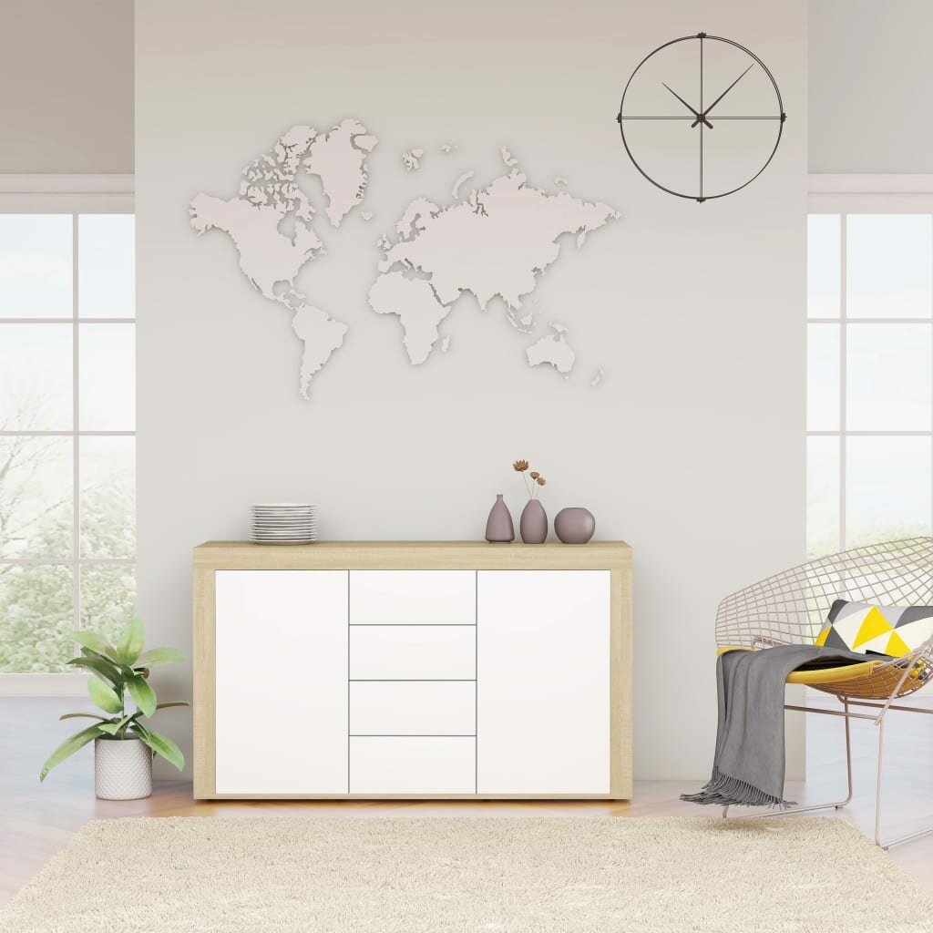 Image of Sideboard White and Sonoma Oak 472"x142"x272" Chipboard
