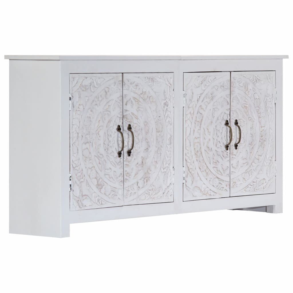 Image of Sideboard handmade 140x30x70 cm solid acacia wood white