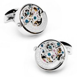 Image of Silver Kinetic Watch Movement Cufflinks