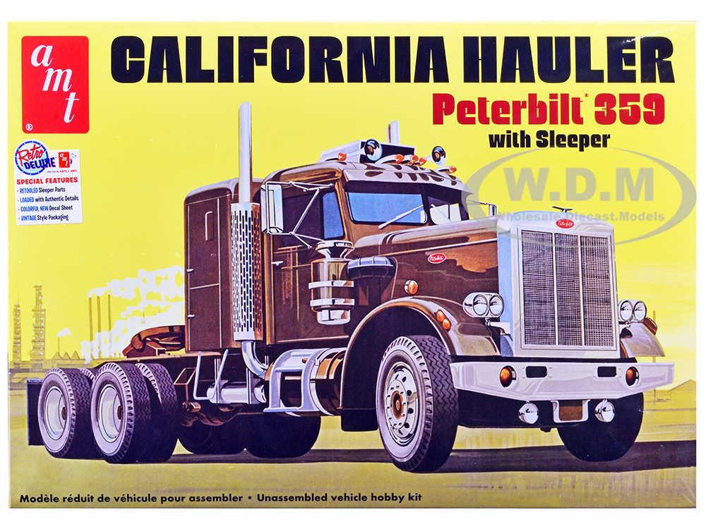 Image of Skill 3 Model Kit Peterbilt 359 California Hauler with Sleeper Cab 1/25 Scale Model by AMT