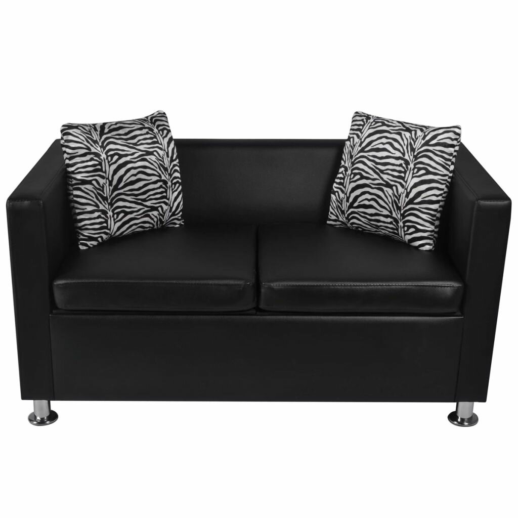 Image of Sofa 2-Seater Artificial Leather Black