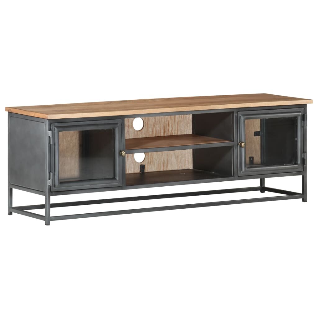 Image of Solid Acacia Wood and Steel TV Cabinet Gray 472''x118''x157''