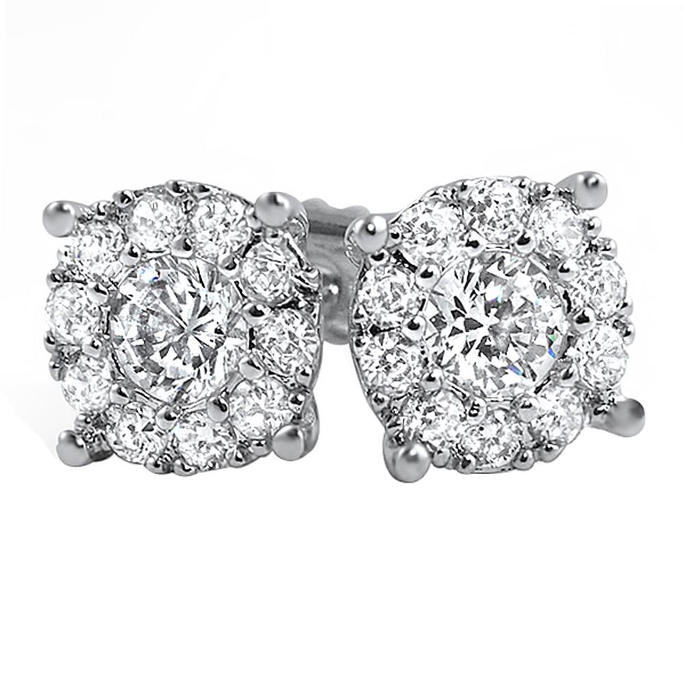 Image of Solitaire Cluster 150cttw VVS Moissanite Earrings 925 Sterling Silver ID 41085006184641