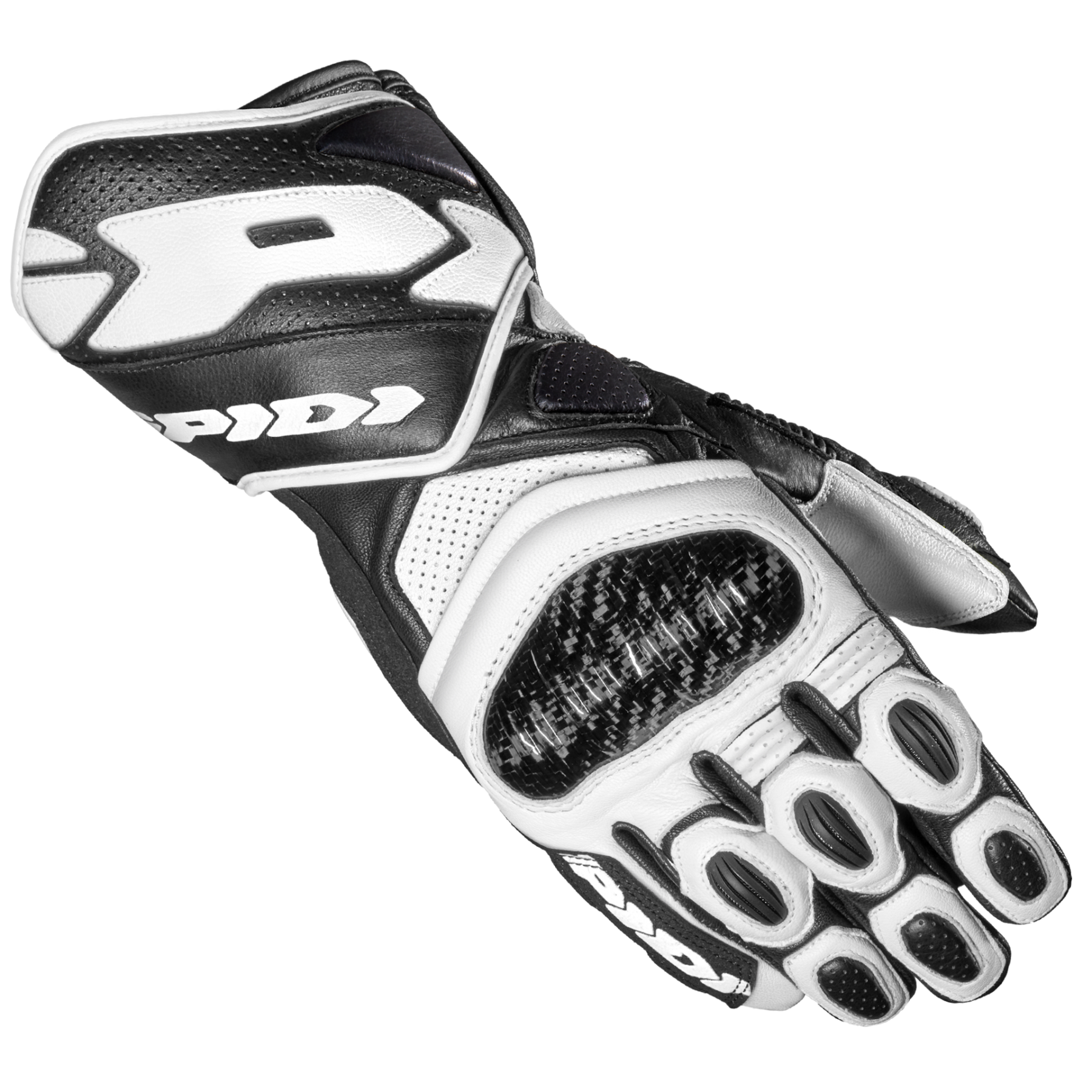 Image of Spidi Carbo 7 Noir Blanc Gants Taille 2XL