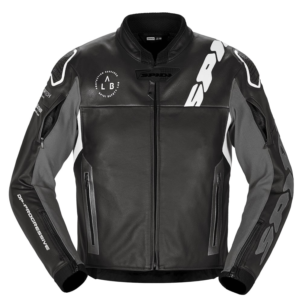 Image of Spidi Dp Progressive Leather Jacket Black White Size 56 ID 8030161482768