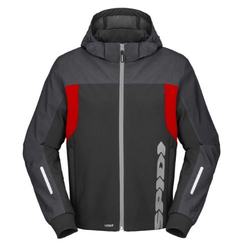 Image of Spidi H2Out II Hoodie Black Anthracite Fluo Red Size S EN