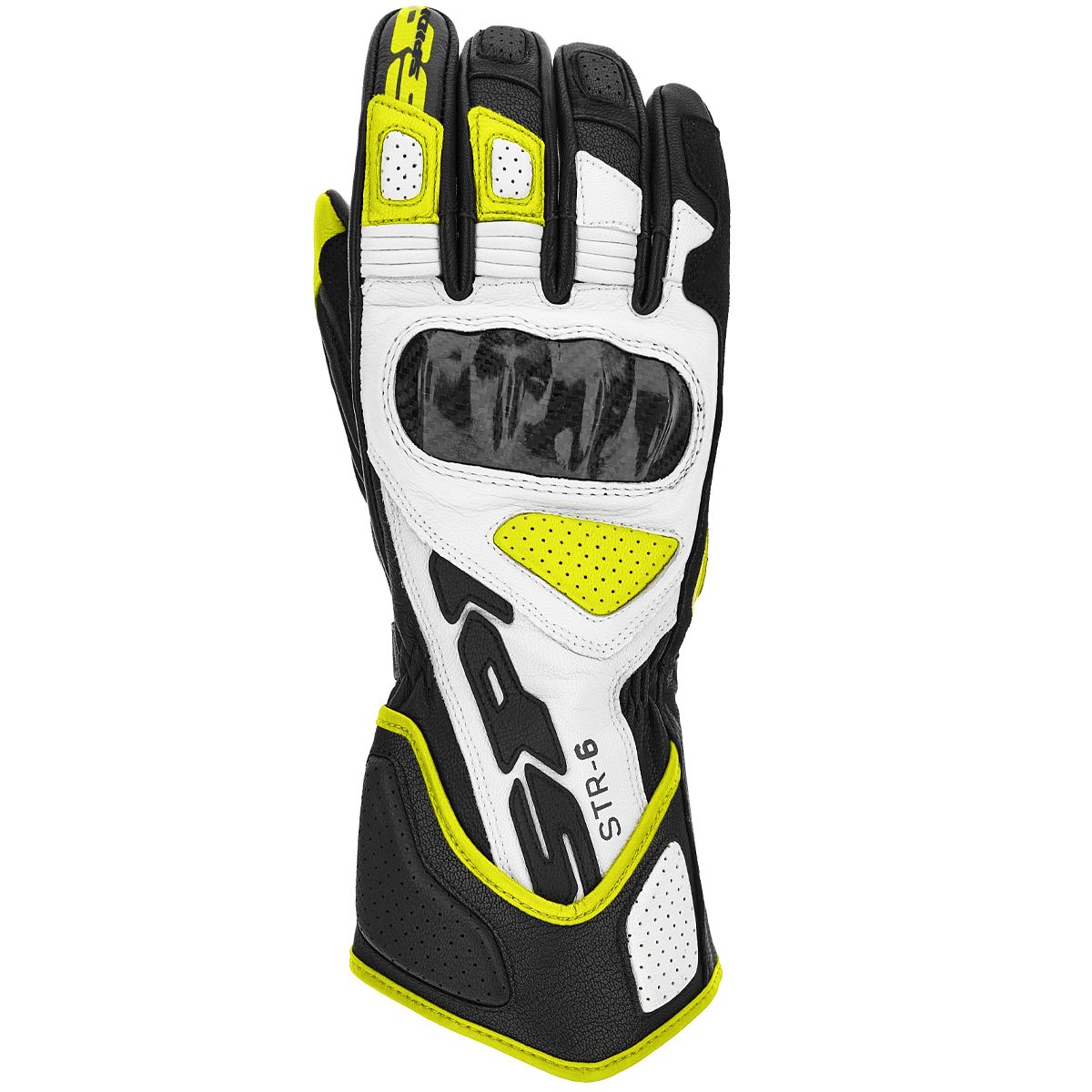 Image of Spidi Str-6 Schwarz Fluorescente Gelb Handschuhe Größe S