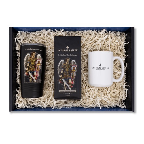 Image of St Michael Dark Roast Coffee Tumbler & Mug Gift Set
