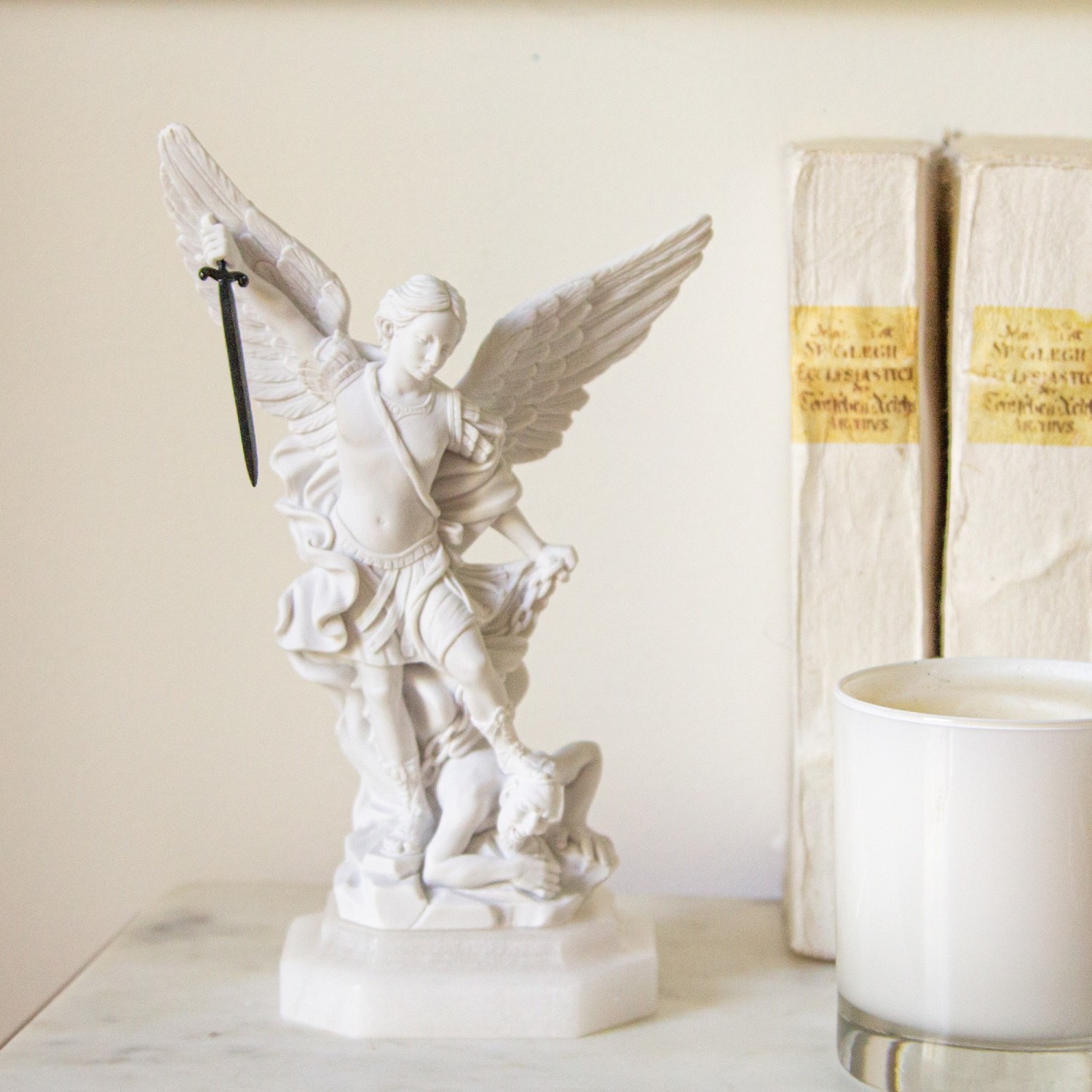 Image of St Michael the Archangel Italian Alabaster Statue