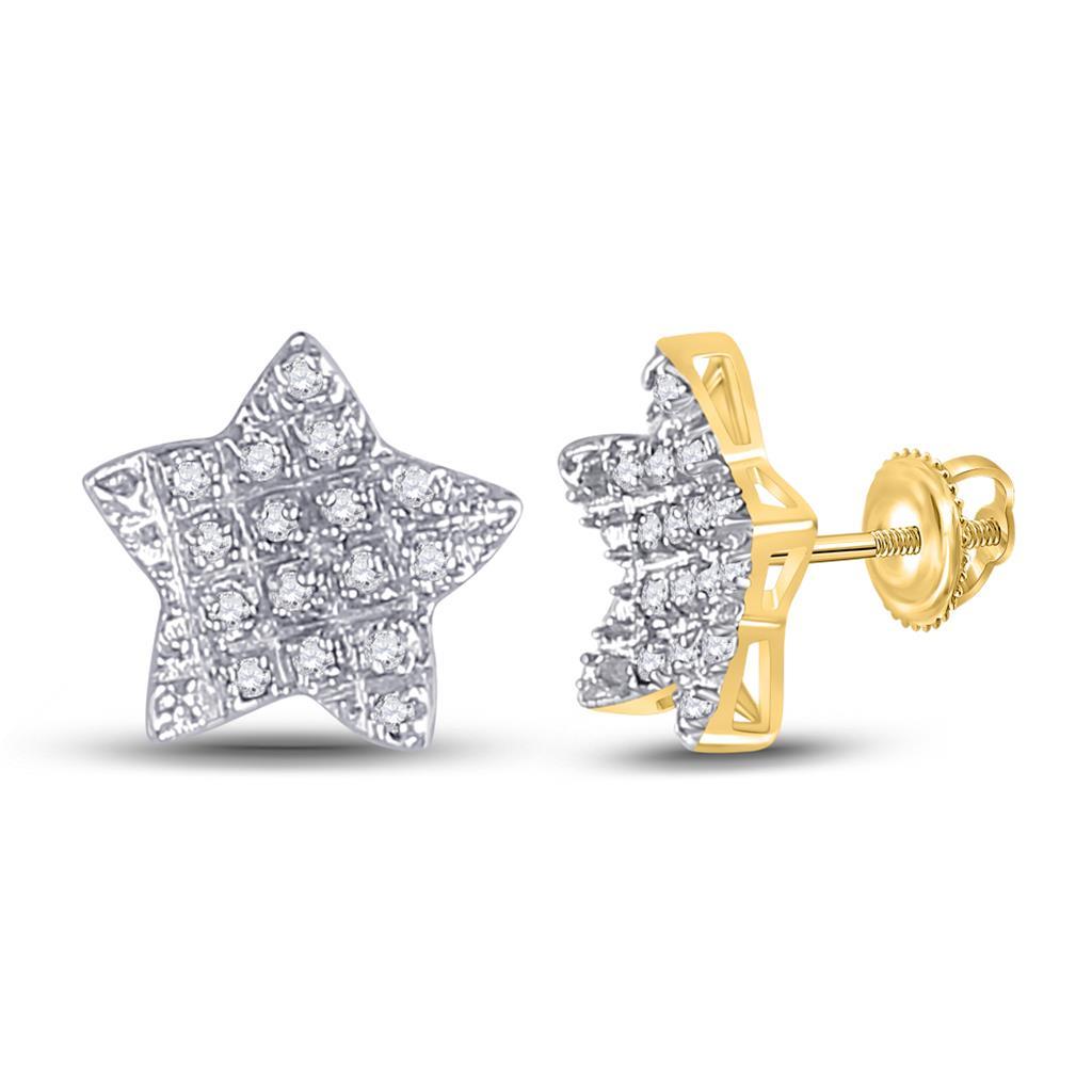 Image of Star Edgeless Micro Pave Diamond Earrings 10K Gold ID 39540305232065