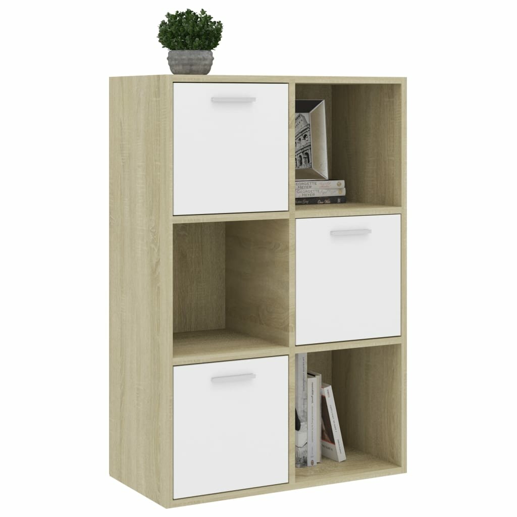 Image of Storage Cabinet White and Sonoma Oak 236"x116"x354" Chipboard
