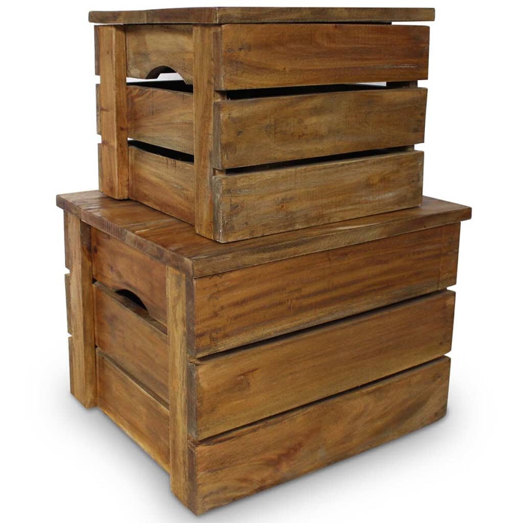 Image of Storage Crate Set 2 Pieces Solid Reclaimed Wood