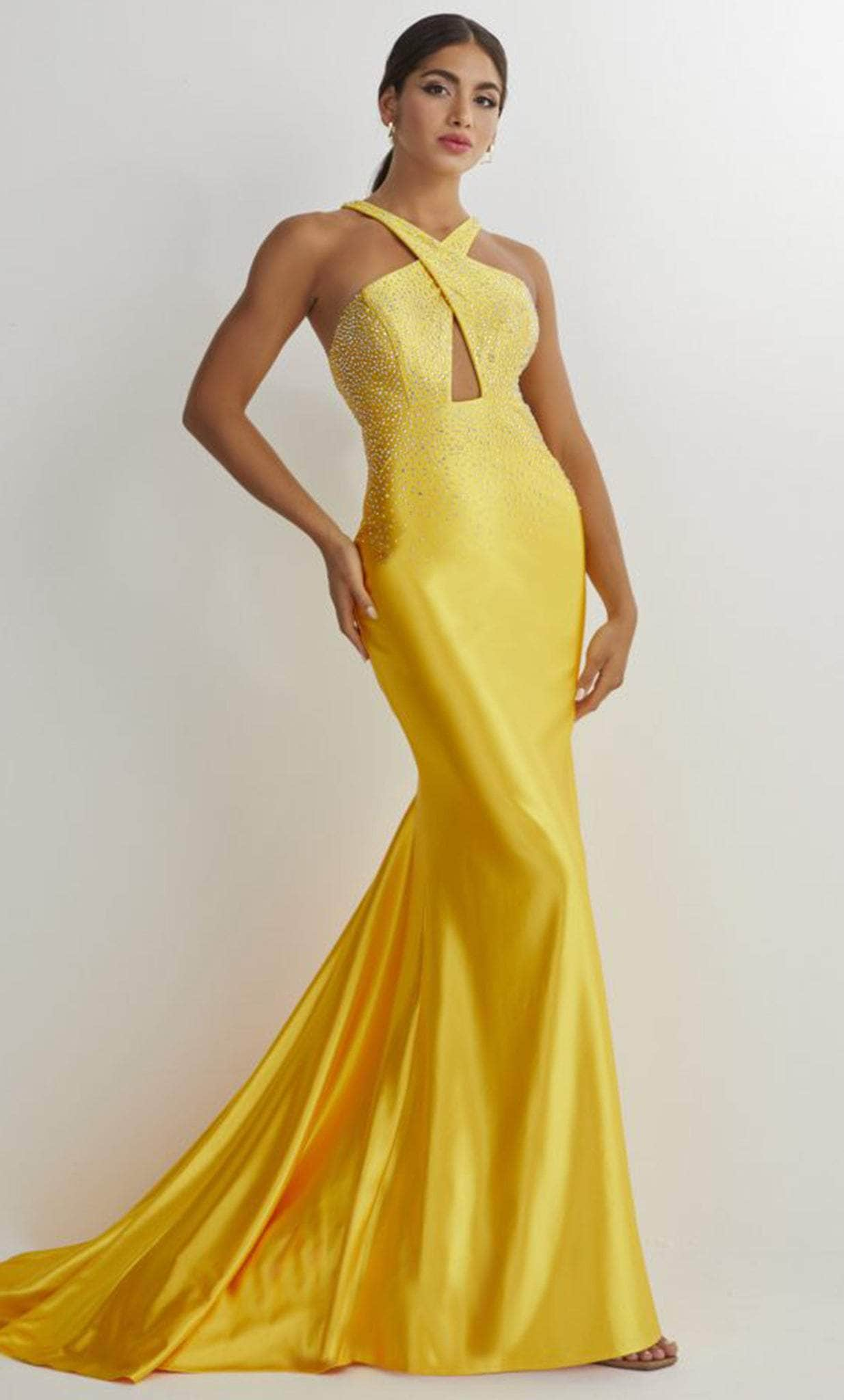 Image of Studio 17 Prom 12894 - Beaded Halter Cutout Prom Gown