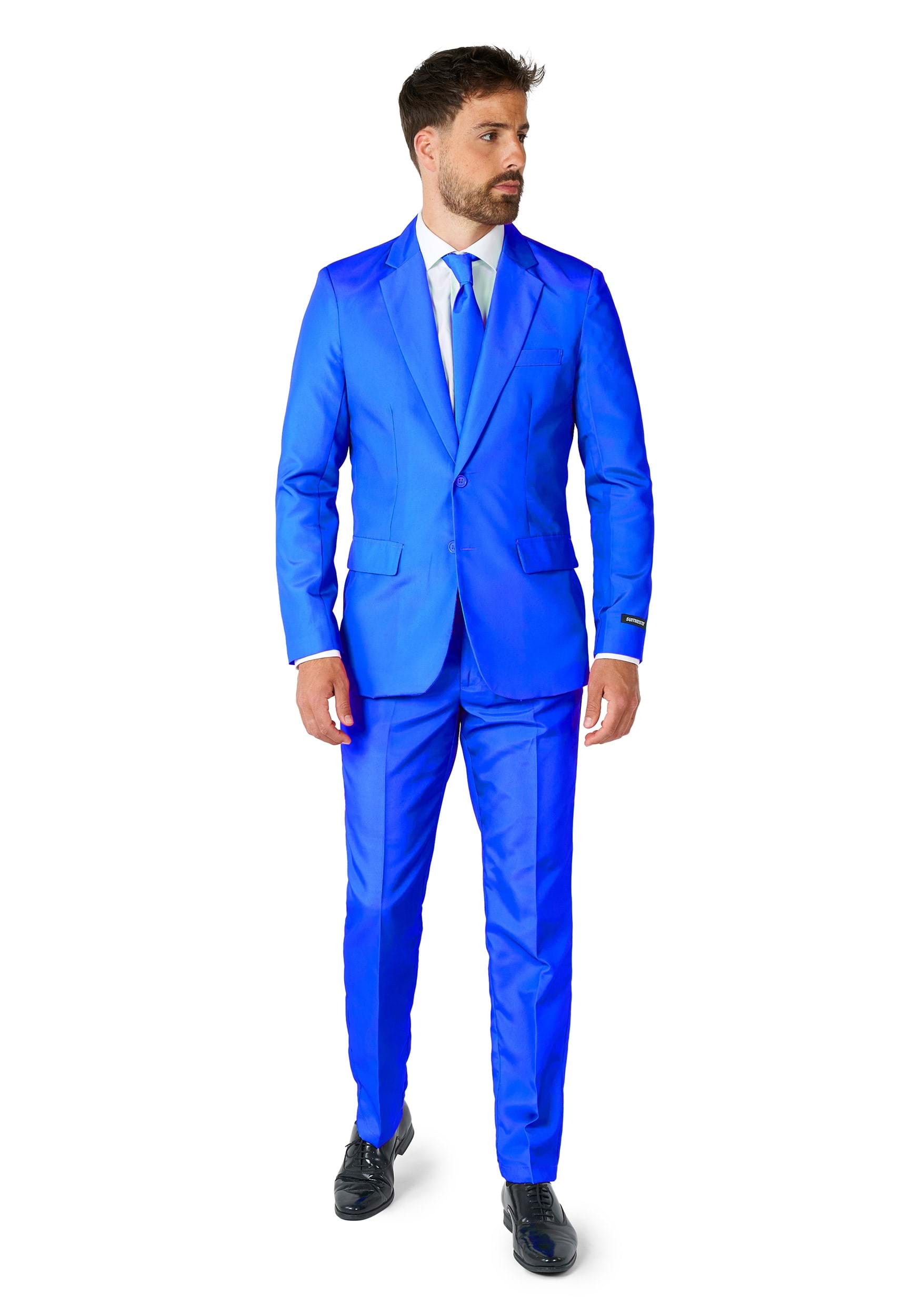 Image of Suitmeister Solid Blue Mens Suit ID OSOBAS0021-XL