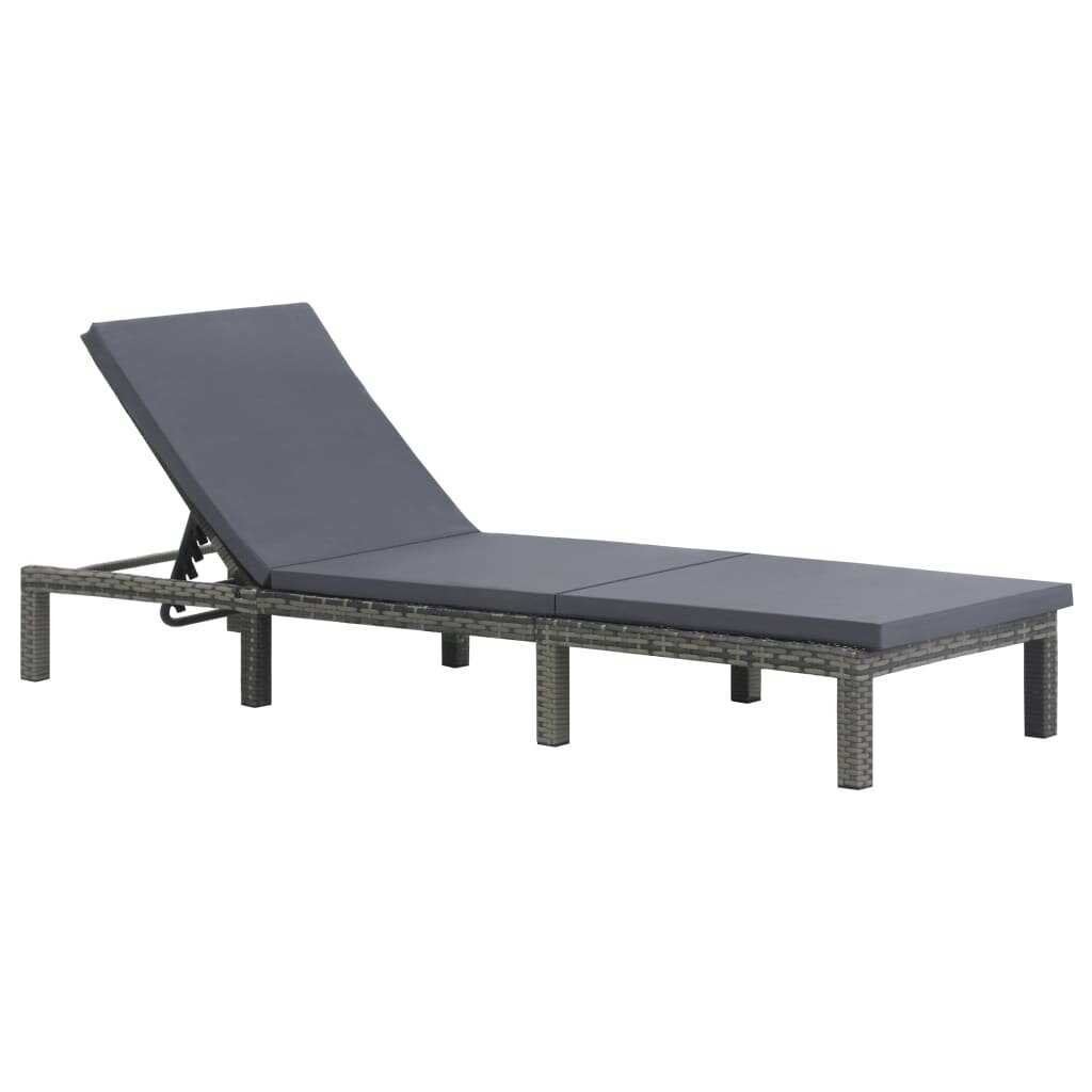 Image of Sun Lounger with Cushion Poly Rattan Anthracite