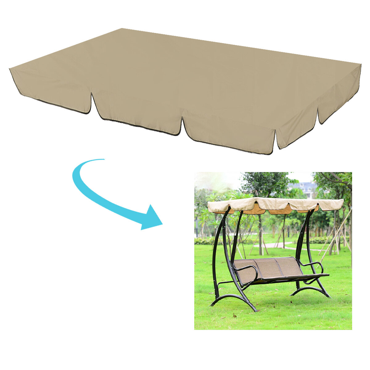 Image of Swing Chair Canopy Waterproof Sunshade Replacement Top Cover Garden