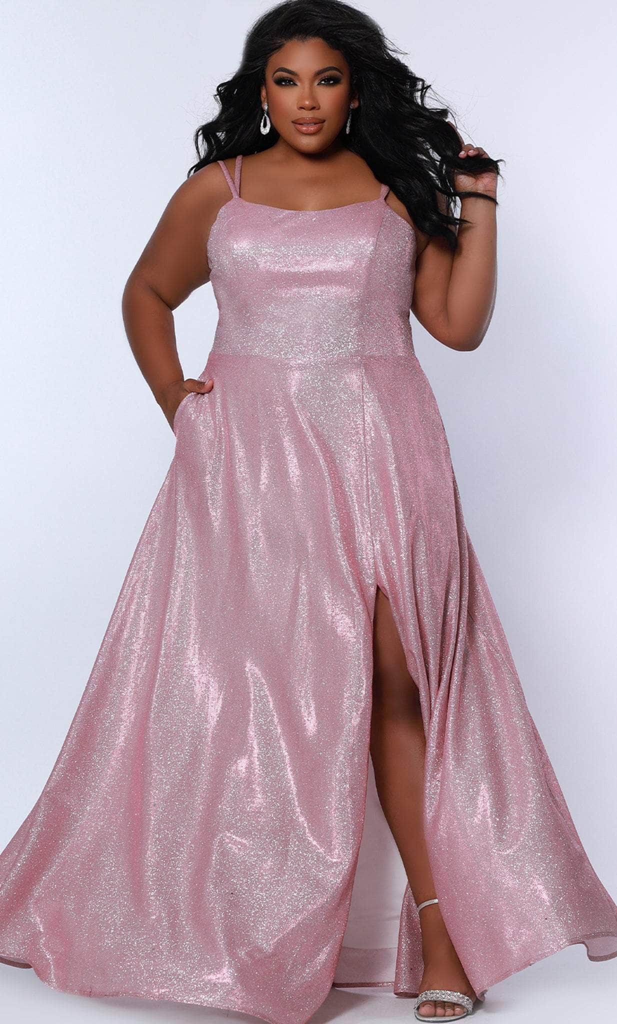 Image of Sydney's Closet SC7349 - Scoop Neck Shimmer Prom Gown