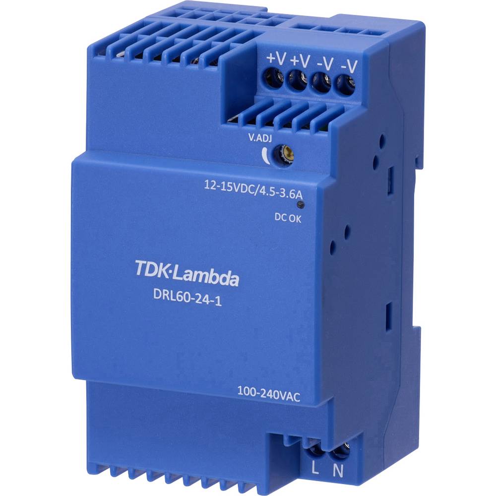 Image of TDK-Lambda DRL60-12-1 Rail mounted PSU (DIN) 12 V 45 A 54 W Content 1 pc(s)