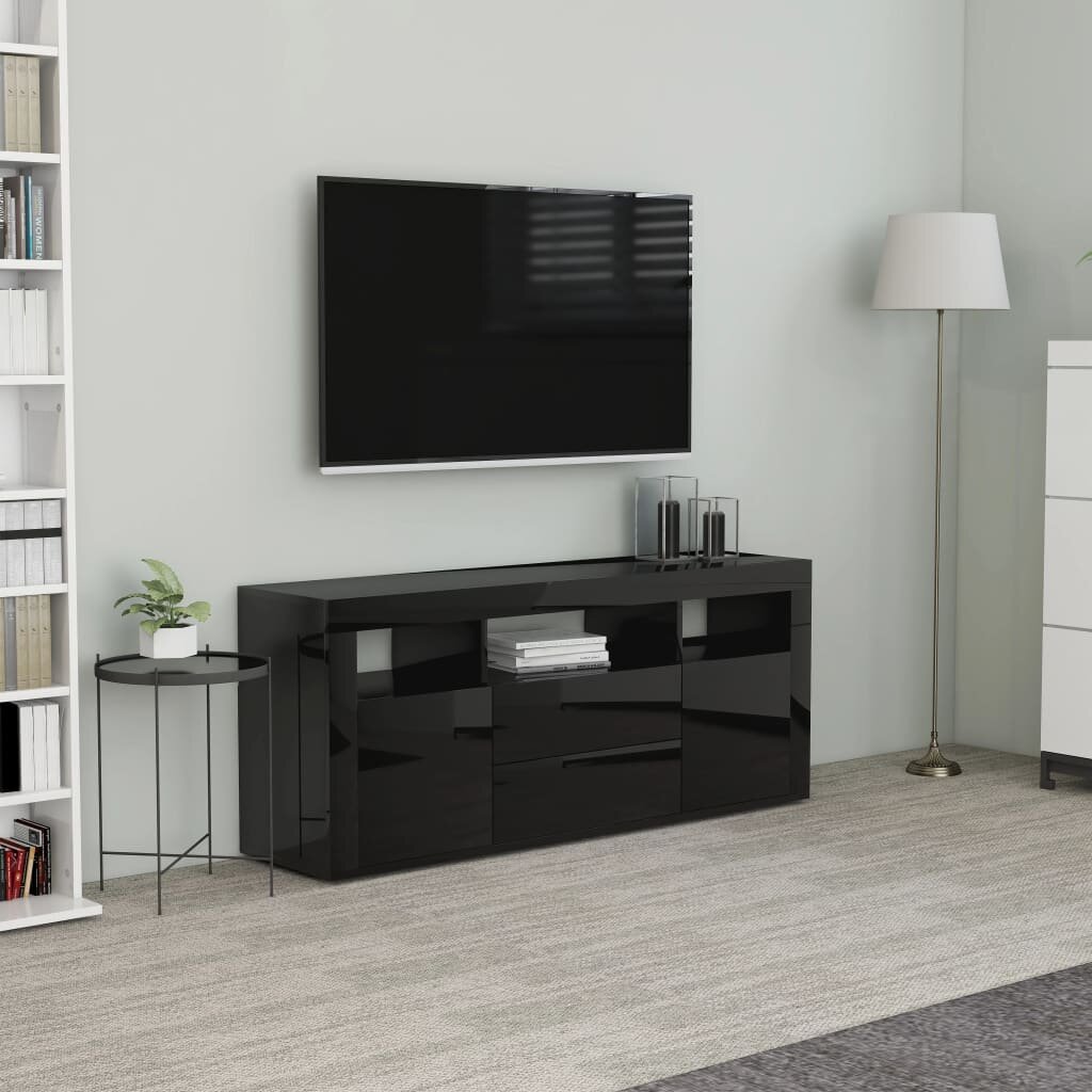 Image of TV Cabinet High Gloss Black 472"x118"x197" Chipboard