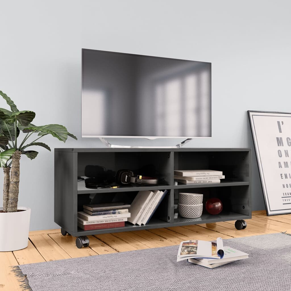 Image of TV Cabinet with Castors High Gloss Gray 354"x138"x138" Chipboard