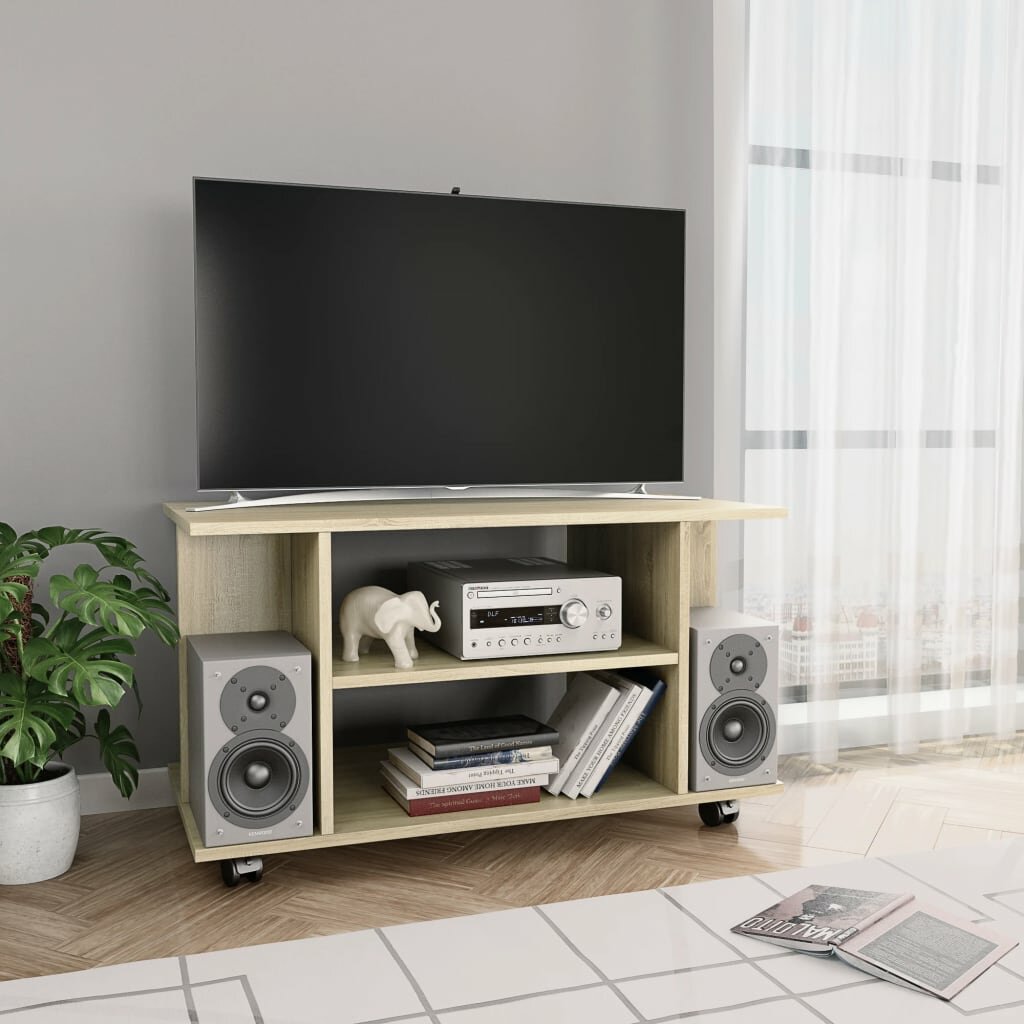 Image of TV Cabinet with Castors Sonoma Oak 315"x157"x157" Chipboard