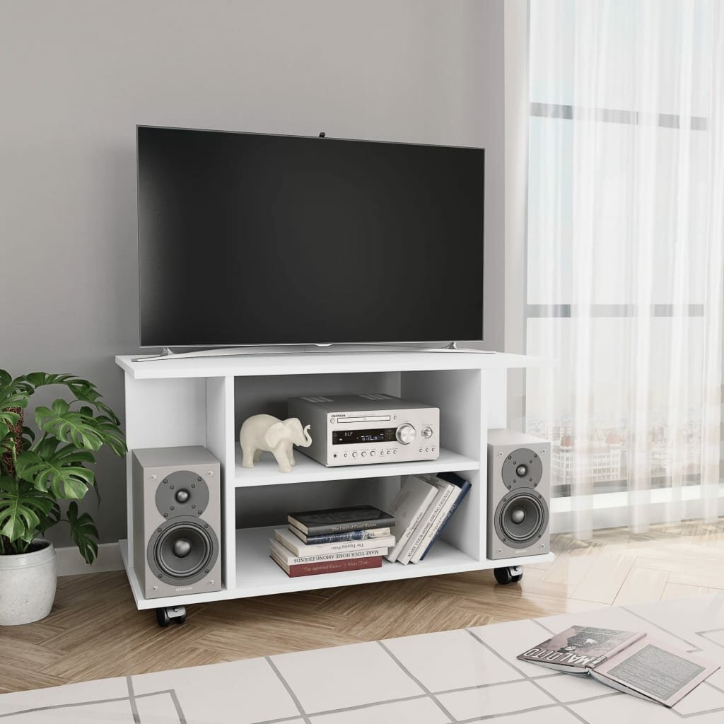 Image of TV Cabinet with Castors White 315"x157"x157" Chipboard