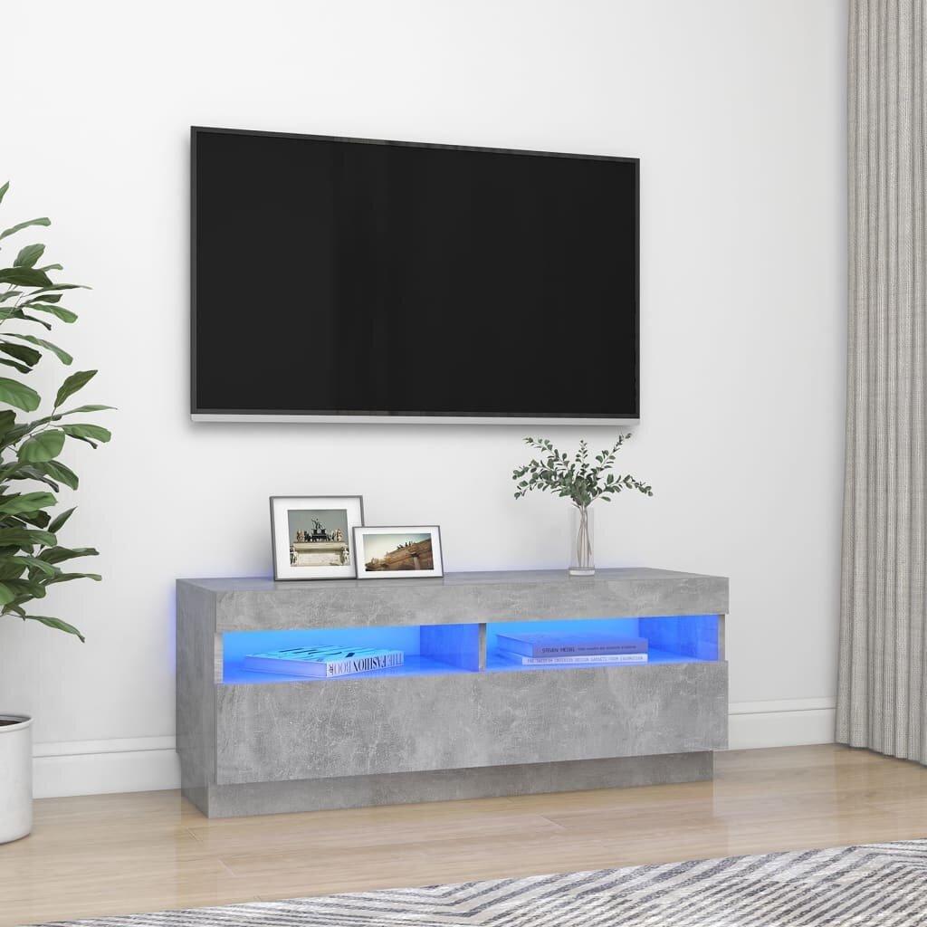 Image of TV Cabinet with LED Lights Concrete Gray 394"x138"x157"