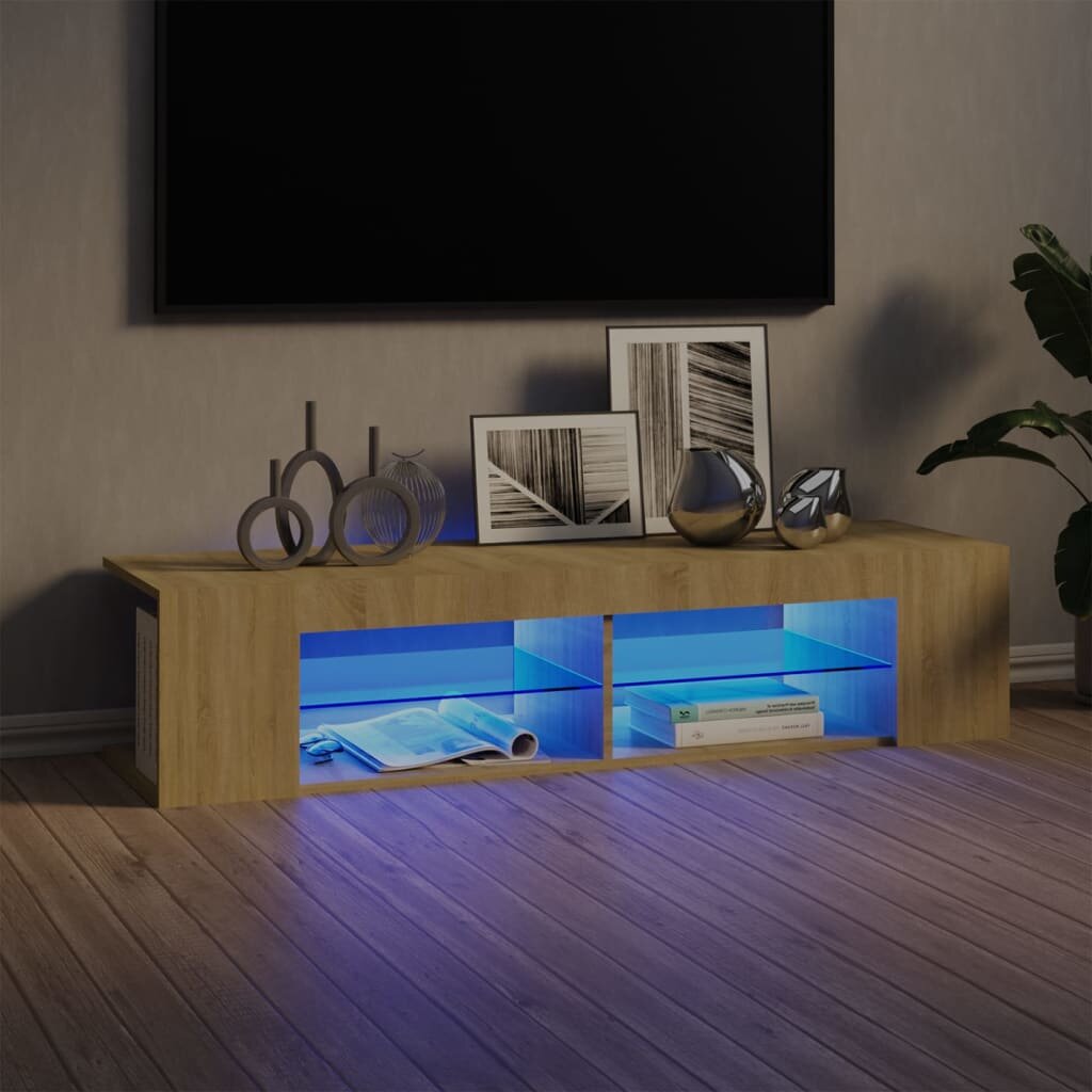 Image of TV Cabinet with LED Lights Sonoma Oak 531"x154"x118"