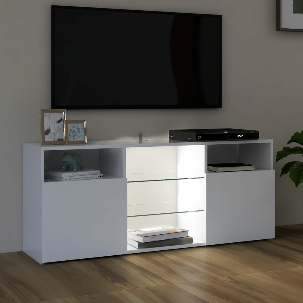Image of TV Cabinet with LED Lights White 472"x12"x20"
