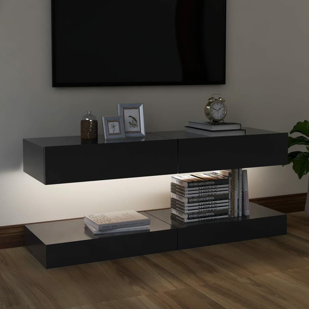 Image of TV Cabinets with LED Lights 2 pcs Gray 236"x138"