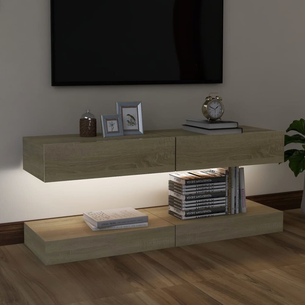 Image of TV Cabinets with LED Lights 2 pcs Sonoma Oak 236"x138"