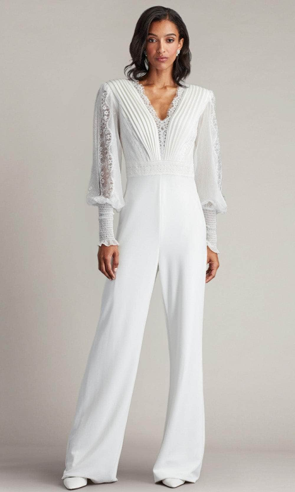 Image of Tadashi Shoji BOS21070Y - Plunging V-Neck Pleated Jumpsuit