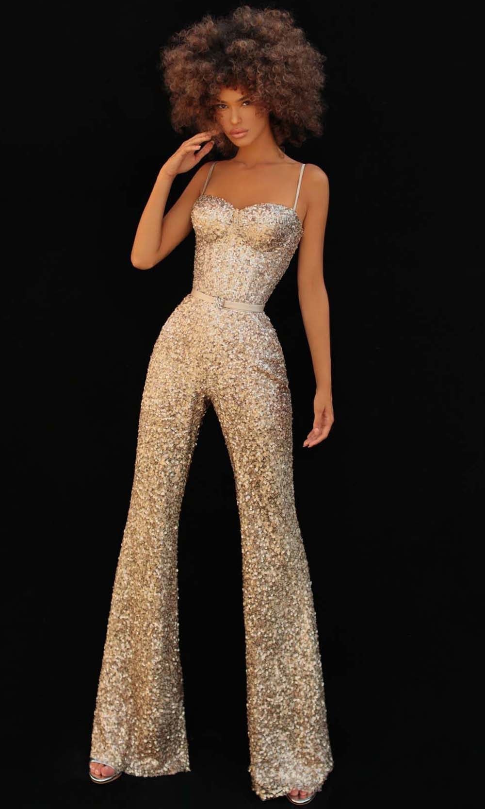 Image of Tarik Ediz - 51163 Fitted Sweetheart Jumpsuit