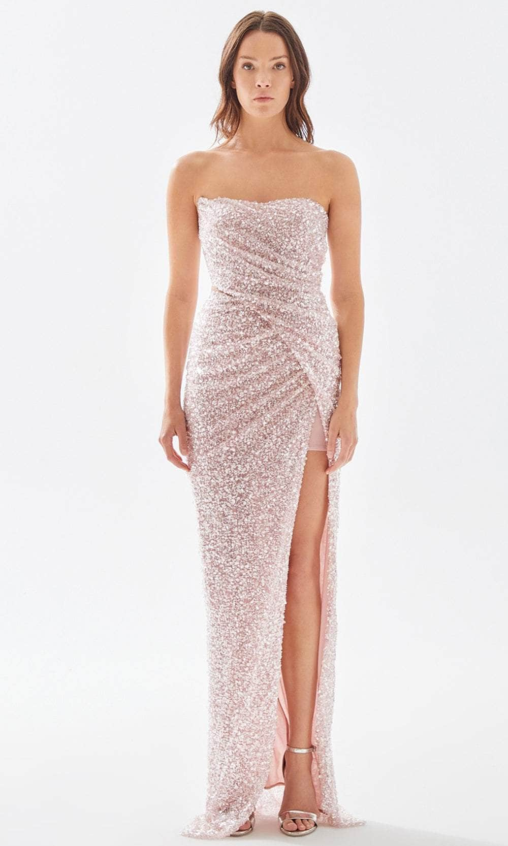 Image of Tarik Ediz 52114 - Sequined Strapless Slit Gown