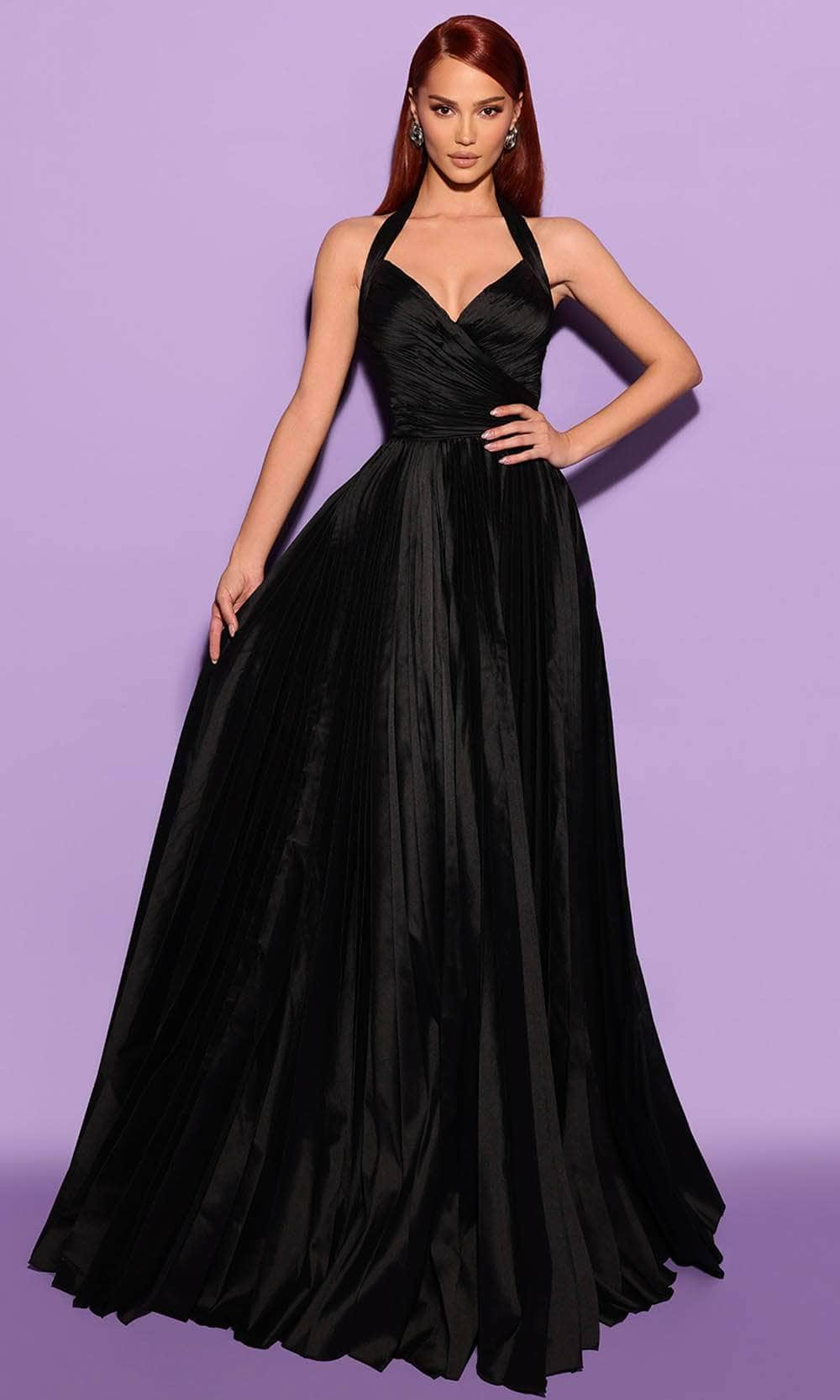 Image of Tarik Ediz 53022 - Pleated Halter Evening Dress