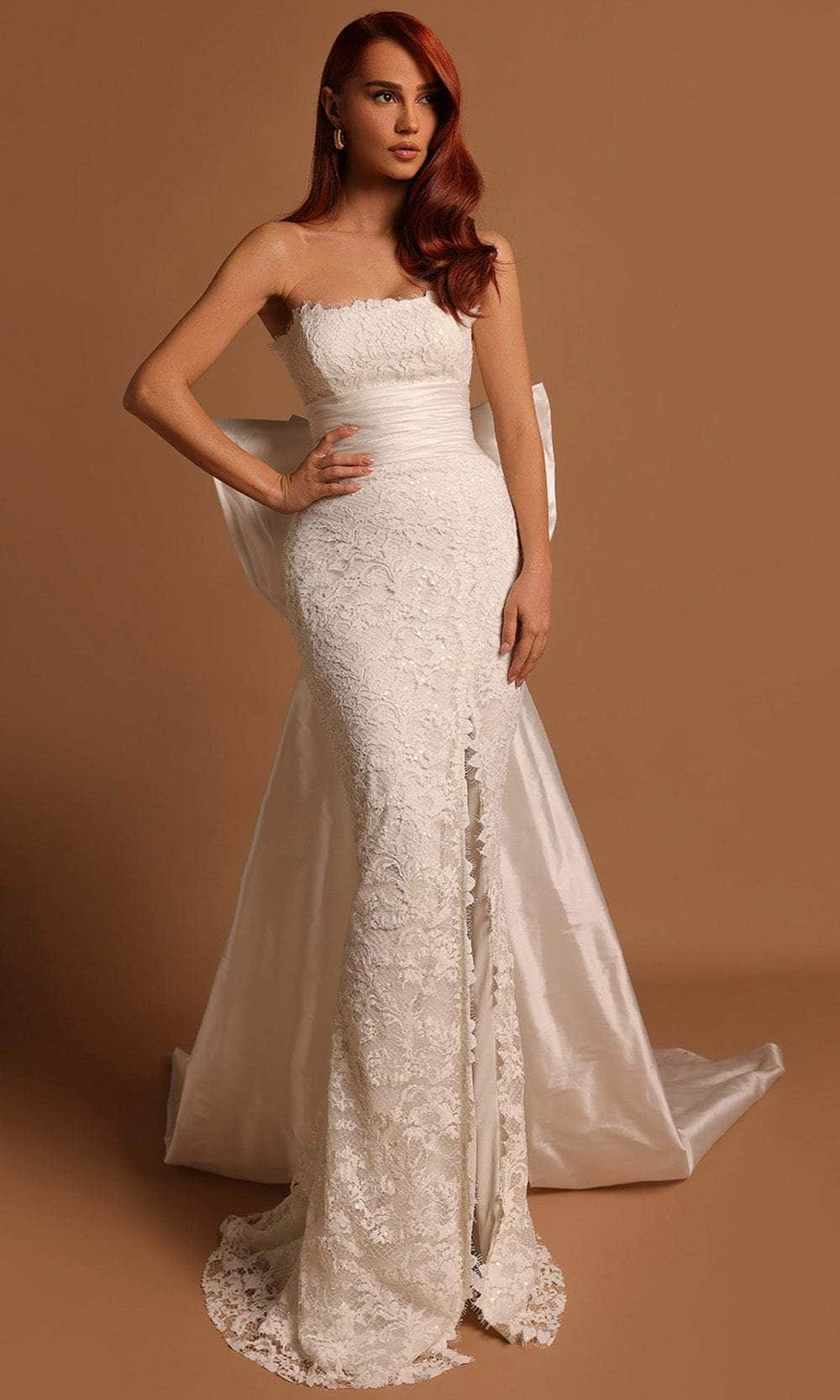 Image of Tarik Ediz 53198 - Ruched Off-Shoulder Long Dress