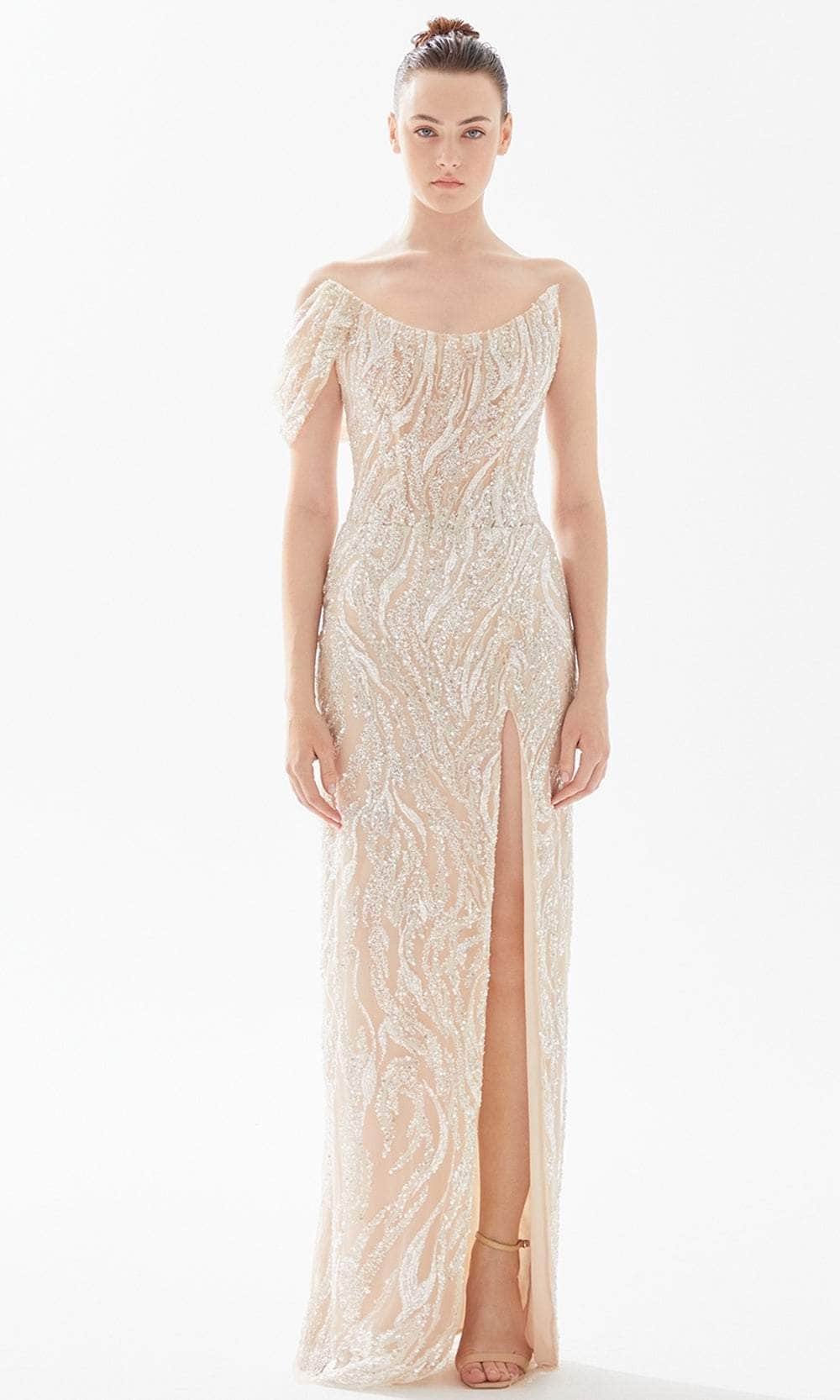 Image of Tarik Ediz 98302 - Strapless Boat Neck Evening Gown