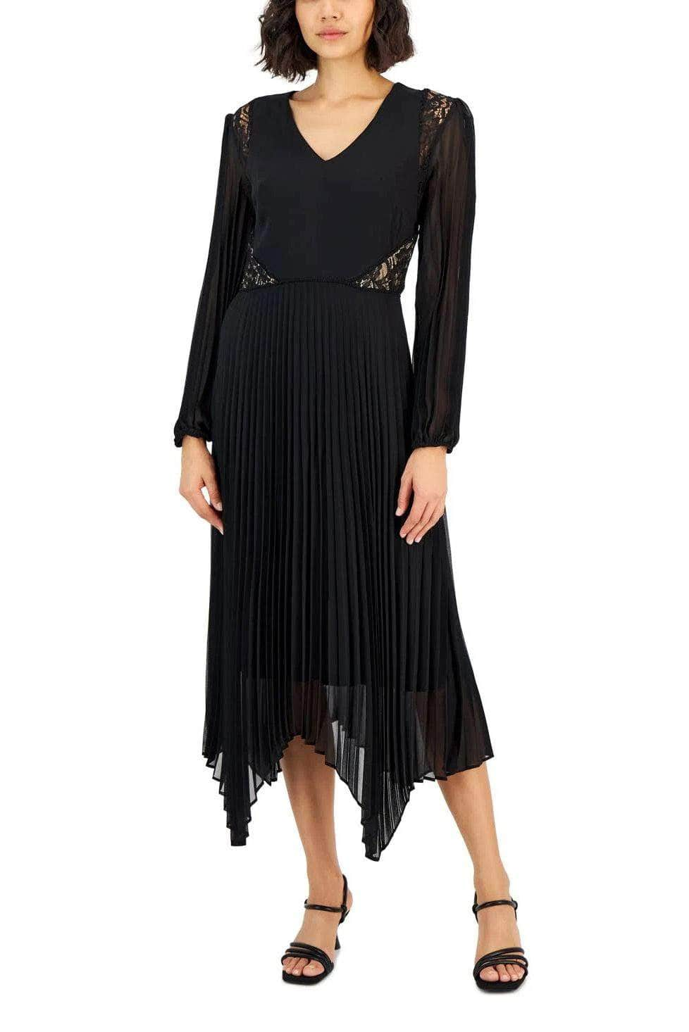 Image of Taylor 2340M - Pleated Handkerchief Dress