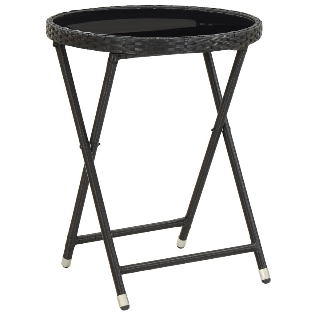 Image of Tea Table Black 236" Poly Rattan and Tempered Glass