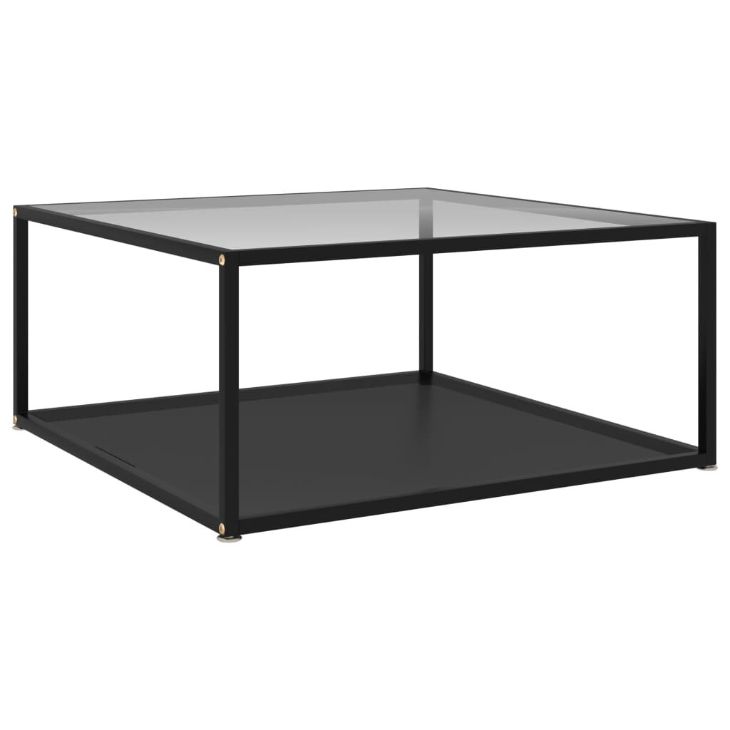 Image of Tea Table Transparent and Black 315"x315"x138" Tempered Glass