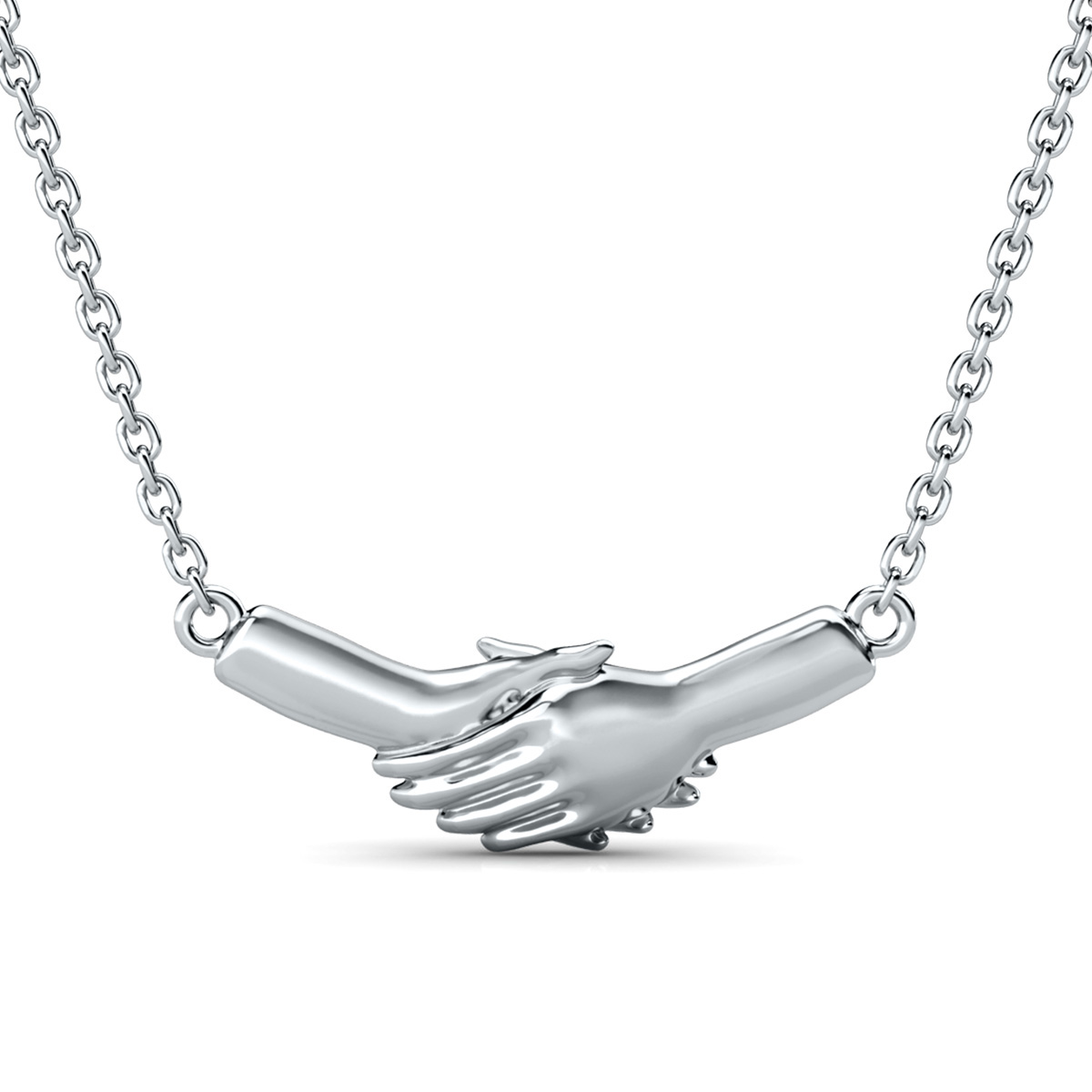 Image of Ted Poley Miss Your Touch Hand in Hand Necklace in 10K White Gold