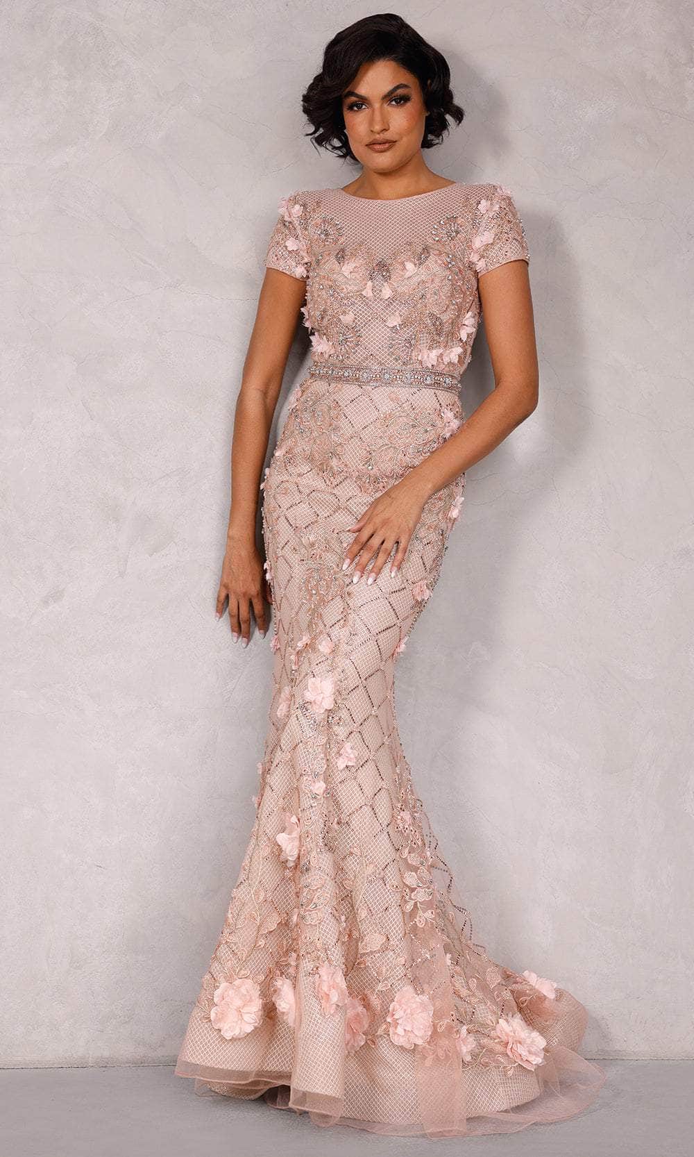 Image of Terani Couture 2021GL3132 - Short Sleeve Beaded Evening Gown