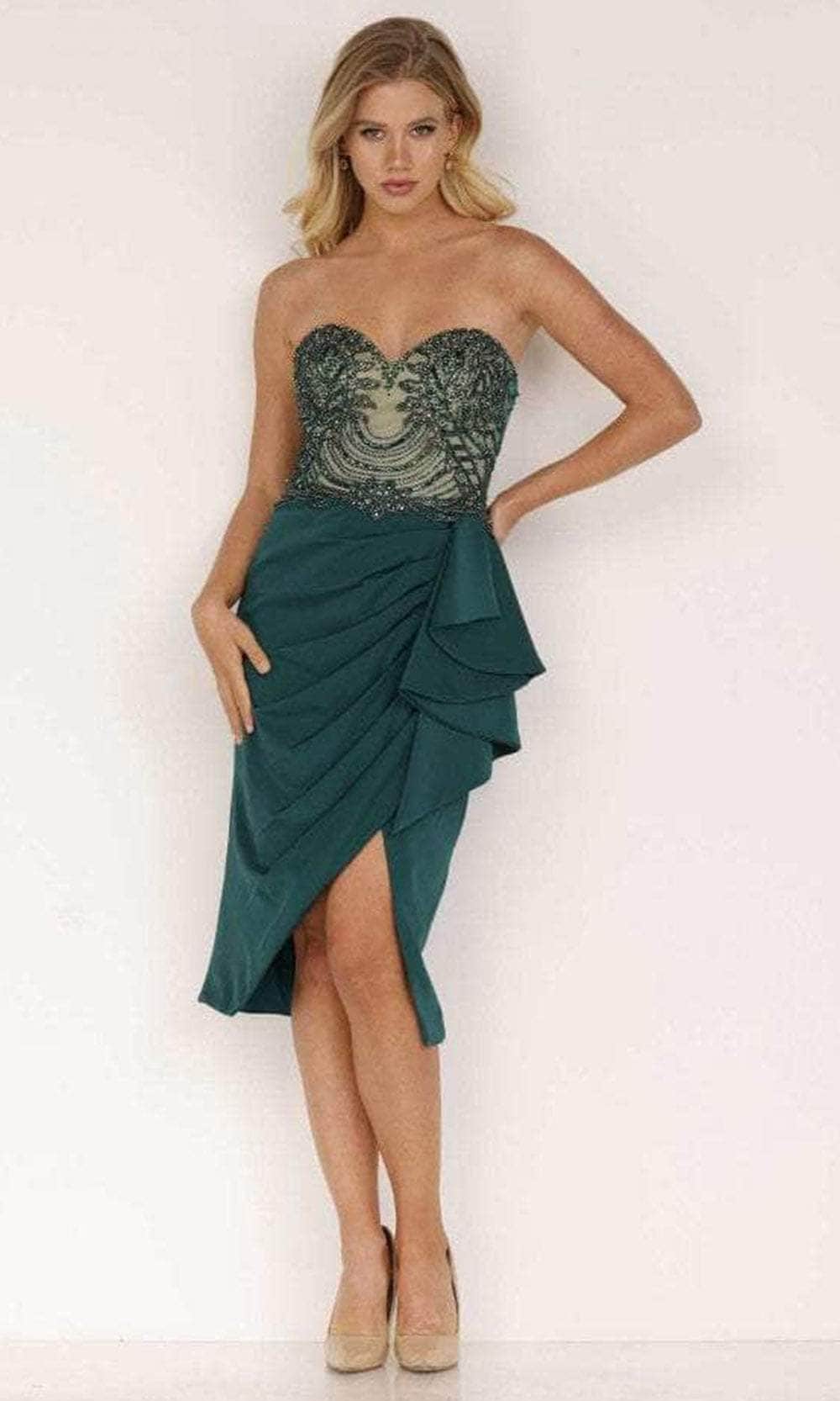 Image of Terani Couture 2221C0353 - Sweetheart Side Peplum Cocktail Dress