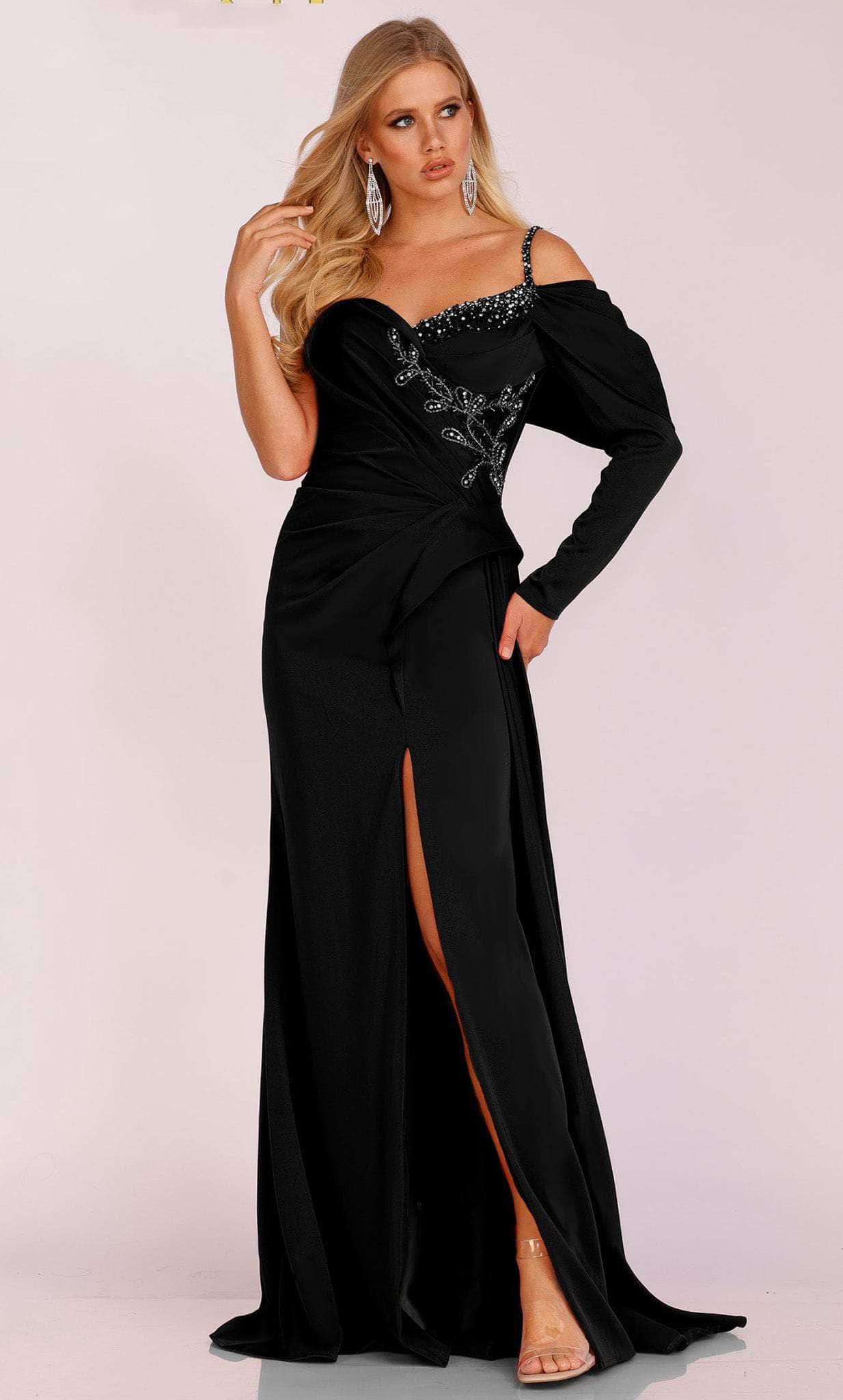 Image of Terani Couture 231E0614 - Sweetheart Ruche Satin Evening Gown
