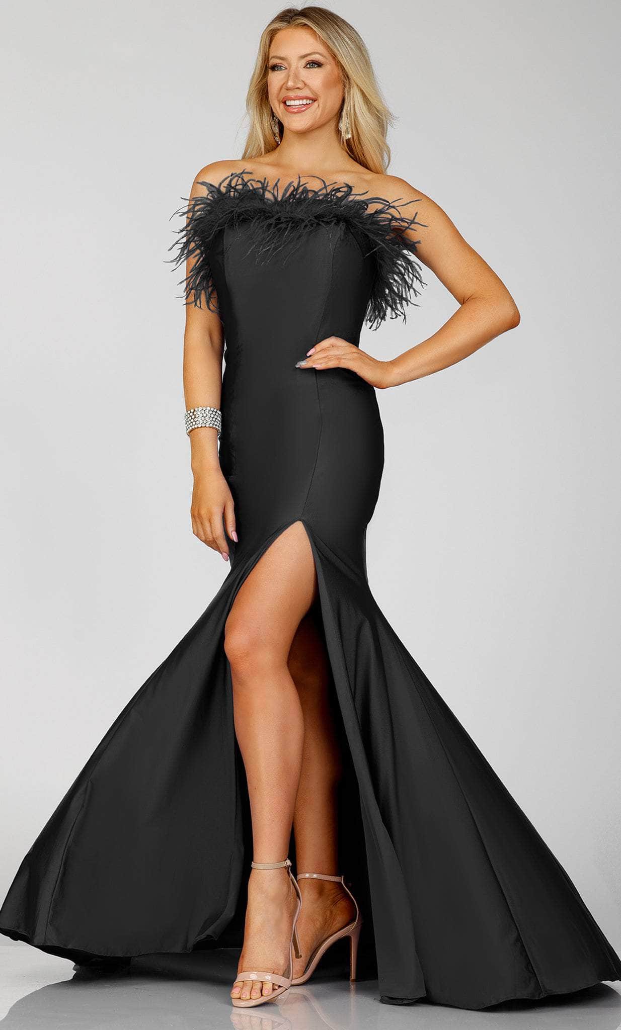 Image of Terani Couture 231P0067 - Feather Detailed Strapless Prom Gown