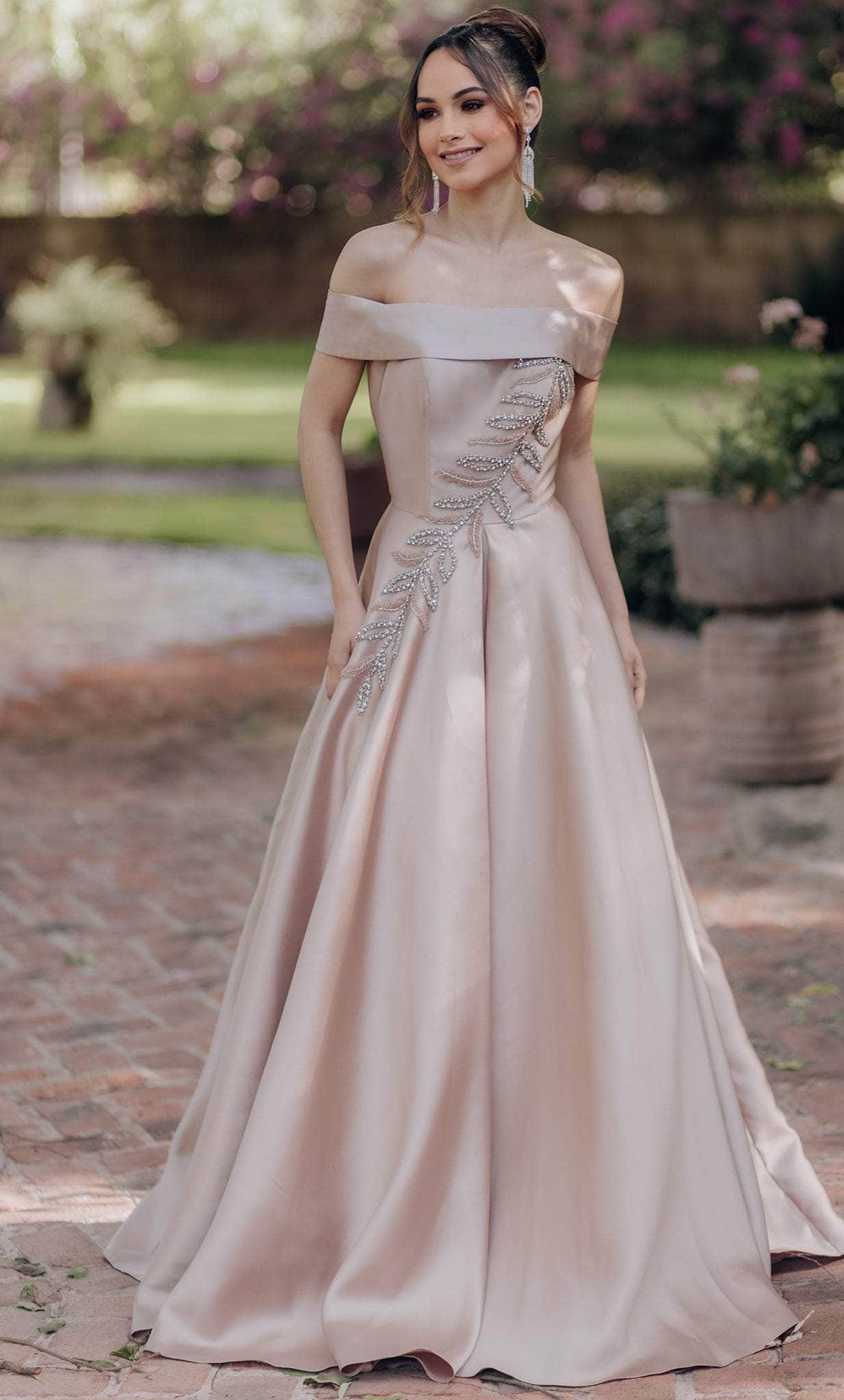 Image of Terani Couture 232M1512 - Off-Shoulder Embellished Ballgown