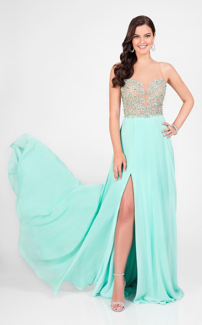 Image of Terani Couture - Illusion Sweetheart Chiffon Gown 1712P2512
