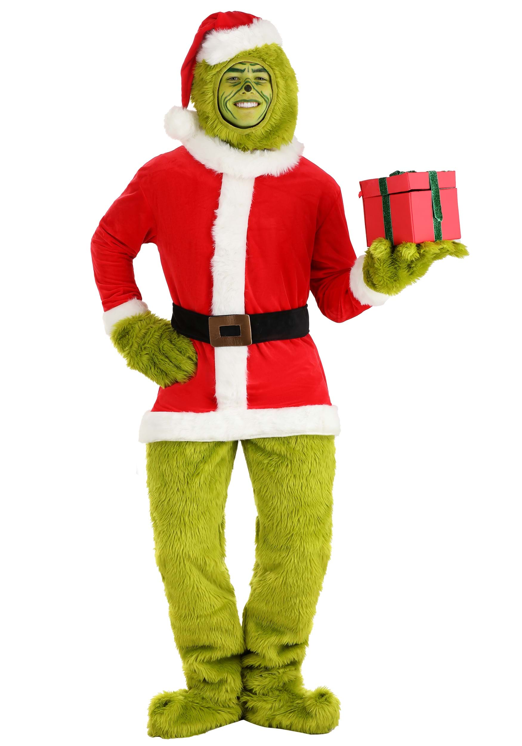 Image of The Grinch Santa Open Face Adult Costume ID EL451328-S